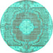 Round Persian Turquoise Traditional Rug, tr3453turq