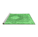 Sideview of Machine Washable Persian Emerald Green Traditional Area Rugs, wshtr3453emgrn