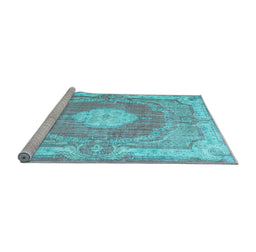 Sideview of Machine Washable Persian Light Blue Traditional Rug, wshtr3453lblu