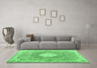 Machine Washable Persian Emerald Green Traditional Area Rugs in a Living Room,, wshtr3453emgrn