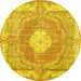 Round Persian Yellow Traditional Rug, tr3453yw