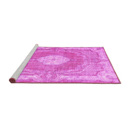 Sideview of Machine Washable Persian Pink Traditional Rug, wshtr3453pnk