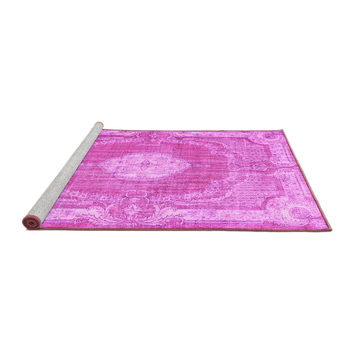 Sideview of Machine Washable Persian Pink Traditional Rug, wshtr3453pnk