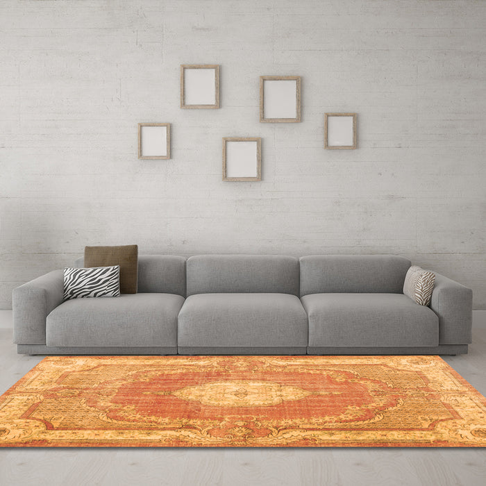Machine Washable Persian Orange Traditional Area Rugs in a Living Room, wshtr3453org