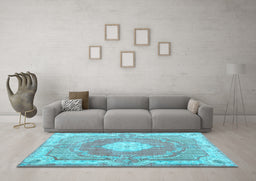 Machine Washable Persian Light Blue Traditional Rug in a Living Room, wshtr3453lblu
