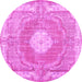 Round Persian Pink Traditional Rug, tr3453pnk