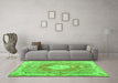 Machine Washable Persian Green Traditional Area Rugs in a Living Room,, wshtr3453grn