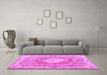 Machine Washable Persian Pink Traditional Rug in a Living Room, wshtr3453pnk