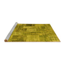 Sideview of Machine Washable Persian Yellow Traditional Rug, wshtr3454yw