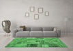 Machine Washable Persian Emerald Green Traditional Area Rugs in a Living Room,, wshtr3454emgrn