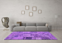 Machine Washable Persian Purple Traditional Area Rugs in a Living Room, wshtr3454pur