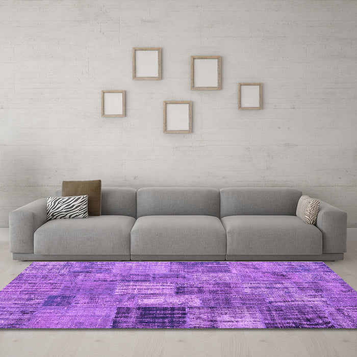 Machine Washable Persian Purple Traditional Area Rugs in a Living Room, wshtr3454pur