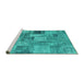 Sideview of Machine Washable Persian Turquoise Traditional Area Rugs, wshtr3454turq