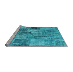 Sideview of Machine Washable Persian Light Blue Traditional Rug, wshtr3454lblu