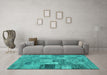 Machine Washable Persian Turquoise Traditional Area Rugs in a Living Room,, wshtr3454turq