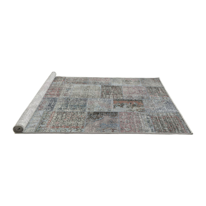 Sideview of Machine Washable Traditional Silver Gray Rug, wshtr3455