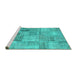 Sideview of Machine Washable Persian Turquoise Traditional Area Rugs, wshtr3455turq