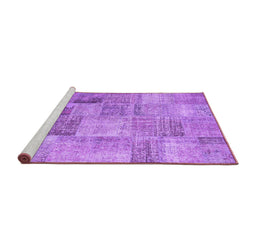Sideview of Machine Washable Persian Purple Traditional Area Rugs, wshtr3455pur
