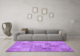 Machine Washable Persian Purple Traditional Area Rugs in a Living Room, wshtr3455pur