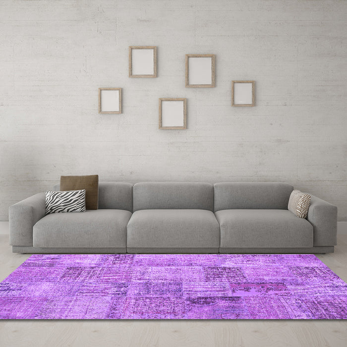 Machine Washable Persian Purple Traditional Area Rugs in a Living Room, wshtr3455pur