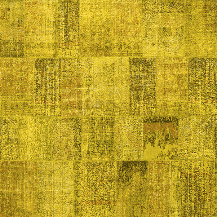 Square Machine Washable Persian Yellow Traditional Rug, wshtr3455yw