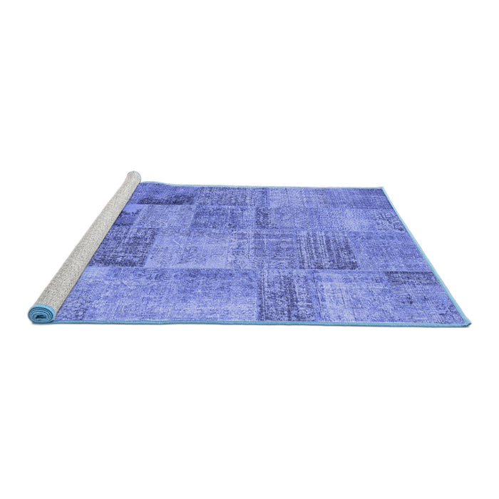 Sideview of Machine Washable Persian Blue Traditional Rug, wshtr3455blu