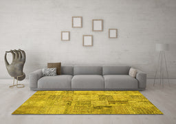Machine Washable Persian Yellow Traditional Rug in a Living Room, wshtr3455yw