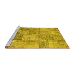 Sideview of Machine Washable Persian Yellow Traditional Rug, wshtr3455yw