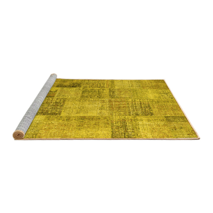Sideview of Machine Washable Persian Yellow Traditional Rug, wshtr3455yw