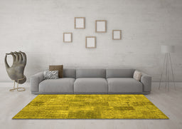 Machine Washable Persian Yellow Traditional Rug in a Living Room, wshtr3456yw