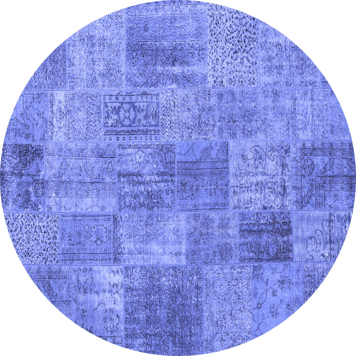 Round Persian Blue Traditional Rug, tr3456blu