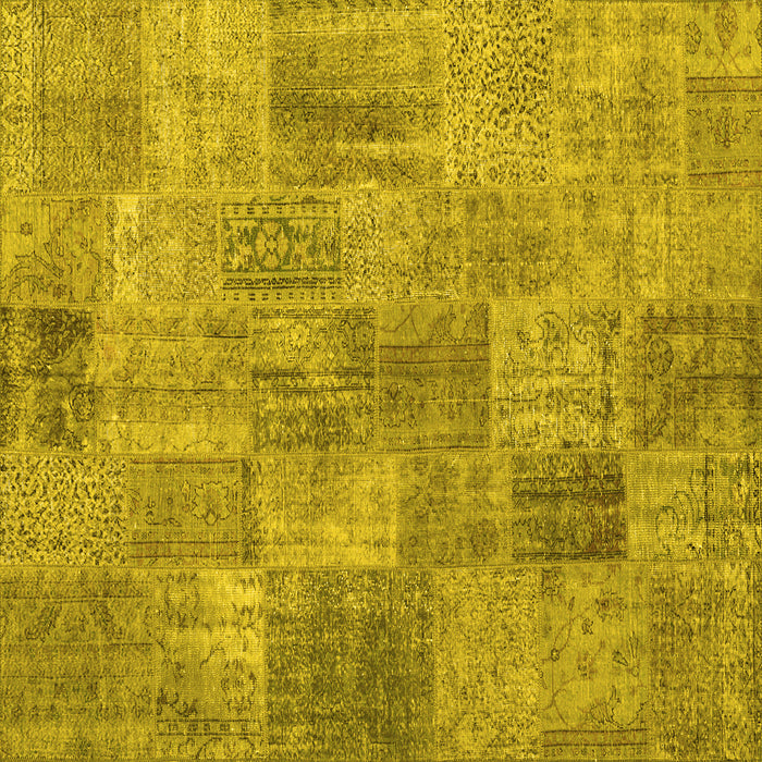 Square Machine Washable Persian Yellow Traditional Rug, wshtr3456yw