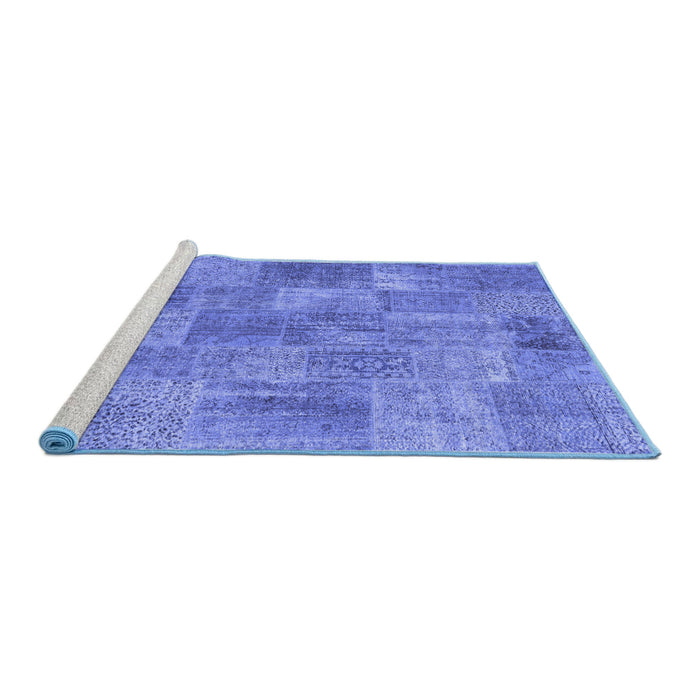 Sideview of Machine Washable Persian Blue Traditional Rug, wshtr3456blu