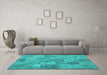 Machine Washable Persian Turquoise Traditional Area Rugs in a Living Room,, wshtr3456turq