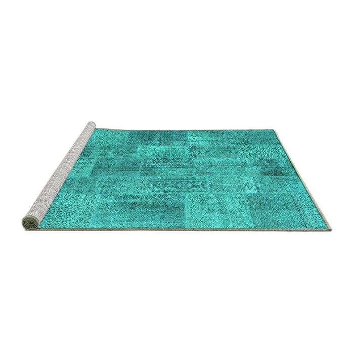 Sideview of Machine Washable Persian Turquoise Traditional Area Rugs, wshtr3456turq