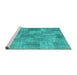 Sideview of Machine Washable Persian Turquoise Traditional Area Rugs, wshtr3456turq