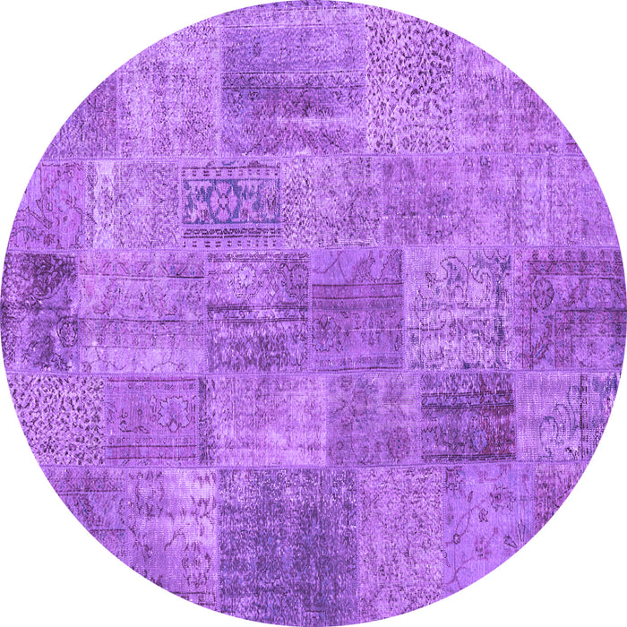 Round Machine Washable Persian Purple Traditional Area Rugs, wshtr3456pur