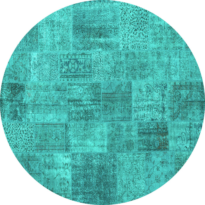 Round Persian Turquoise Traditional Rug, tr3456turq