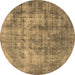 Round Persian Brown Traditional Rug, tr3457brn