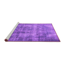Sideview of Machine Washable Persian Purple Traditional Area Rugs, wshtr3457pur
