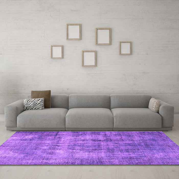 Machine Washable Persian Purple Traditional Area Rugs in a Living Room, wshtr3457pur