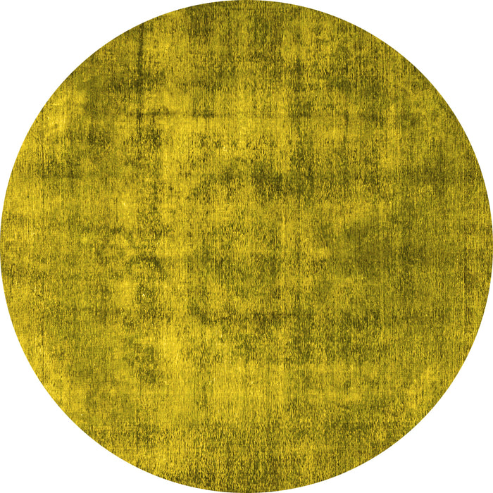 Round Persian Yellow Traditional Rug, tr3457yw