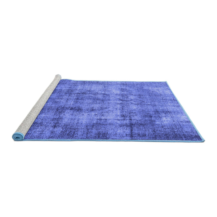 Sideview of Machine Washable Persian Blue Traditional Rug, wshtr3457blu
