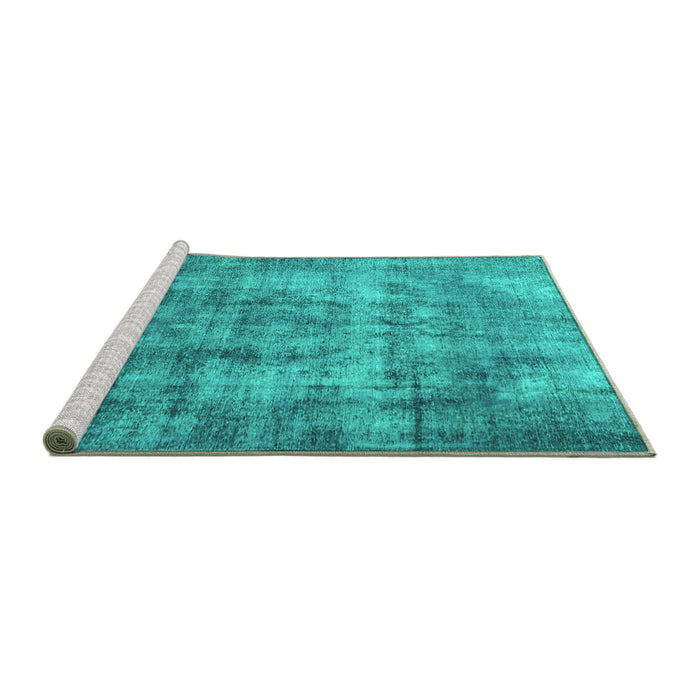 Sideview of Machine Washable Persian Turquoise Traditional Area Rugs, wshtr3457turq