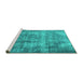 Sideview of Machine Washable Persian Turquoise Traditional Area Rugs, wshtr3457turq