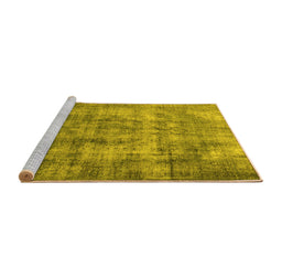 Sideview of Machine Washable Persian Yellow Traditional Rug, wshtr3457yw