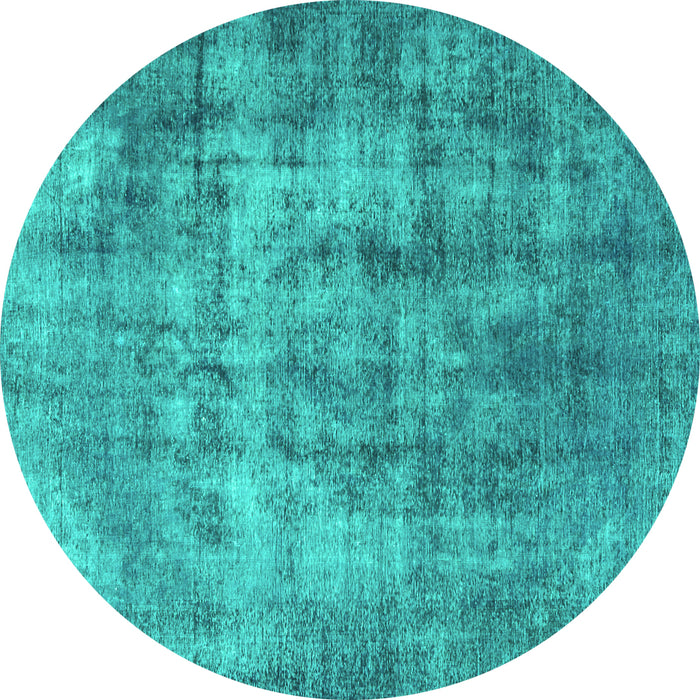 Round Persian Turquoise Traditional Rug, tr3457turq
