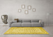 Machine Washable Persian Yellow Traditional Rug in a Living Room, wshtr3458yw