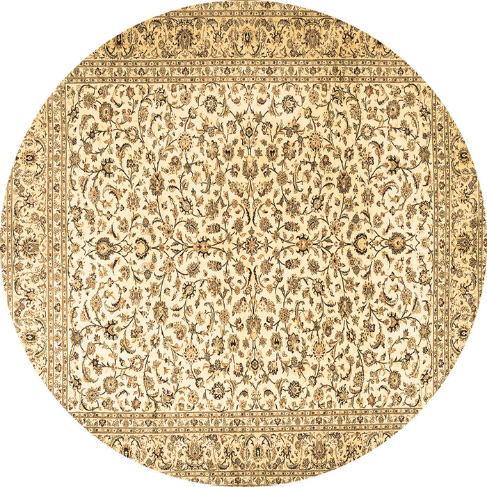 Round Persian Brown Traditional Rug, tr3458brn