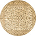 Round Persian Brown Traditional Rug, tr3458brn